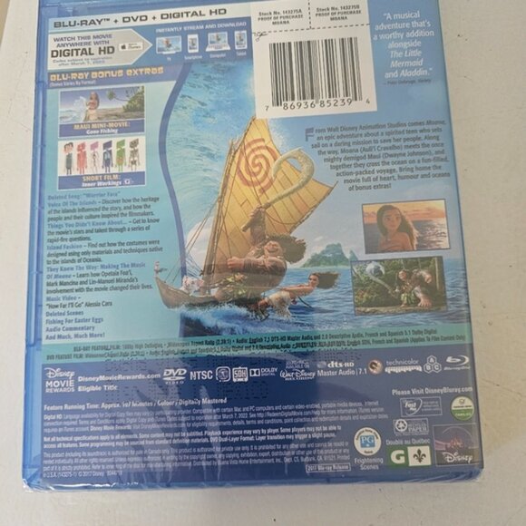 Disney Moana (Blu-ray + Dvd + Digital) 2 Disc New - Picture 3 of 3